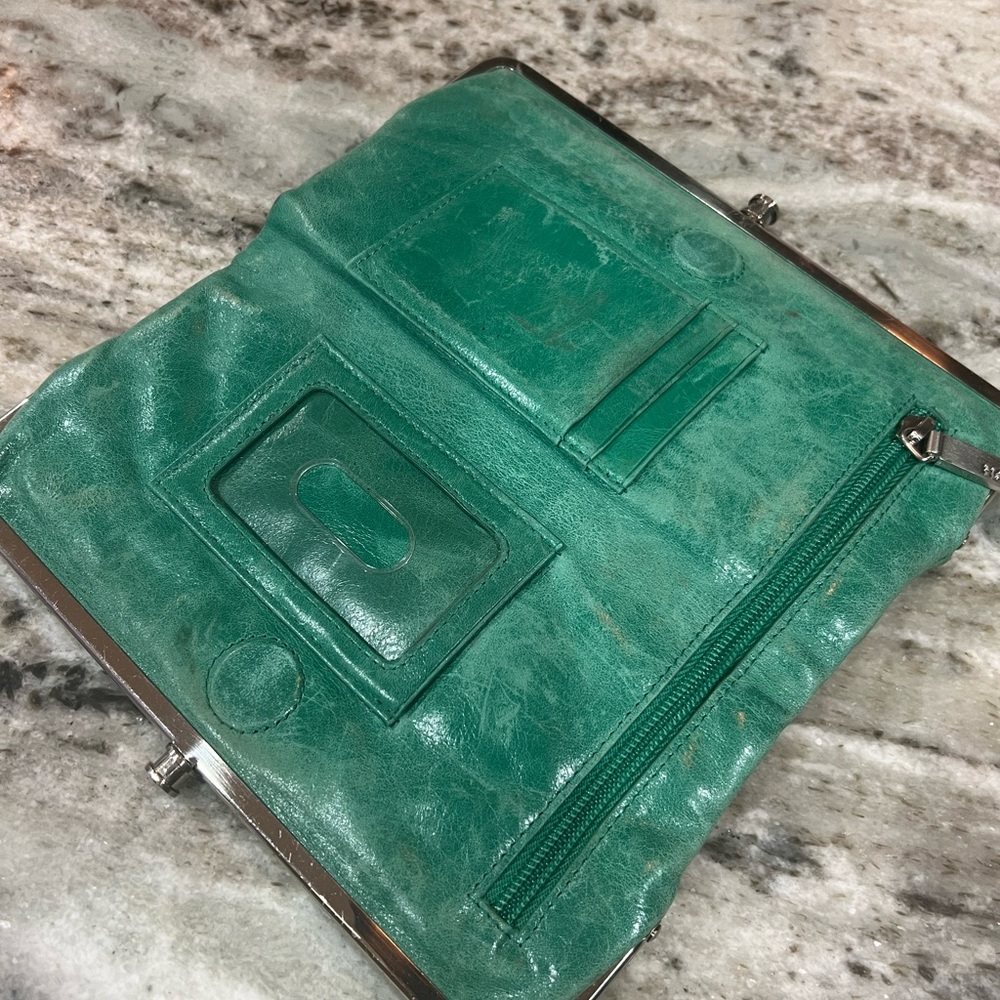 Green Leather Clutch Wallet